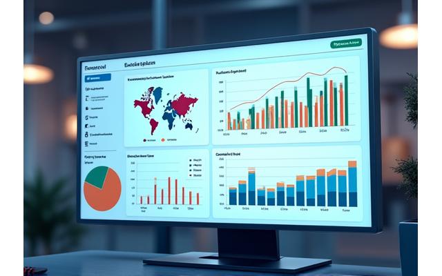 Interaktives Analyse-Dashboard mit bunten Graphen und Diagrammen zum Lernfortschritt.