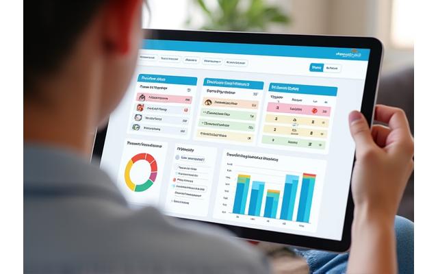 Interaktives Eltern-Dashboard von Lernwelle, das Lernfortschritt, Noten und Kommunikationsoptionen anzeigt.