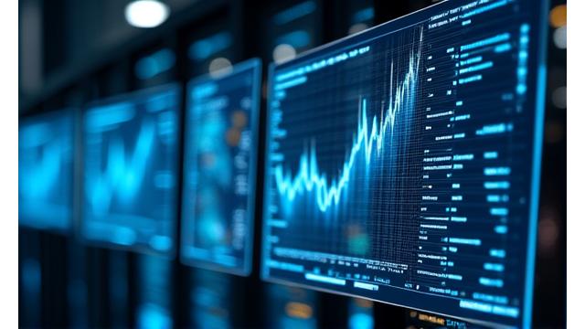 Bildschirme zeigen komplexe Algorithmen und Datenvorhersagen.